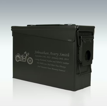 Motorcycle .30 Cal Ammo Can Cremation Urn